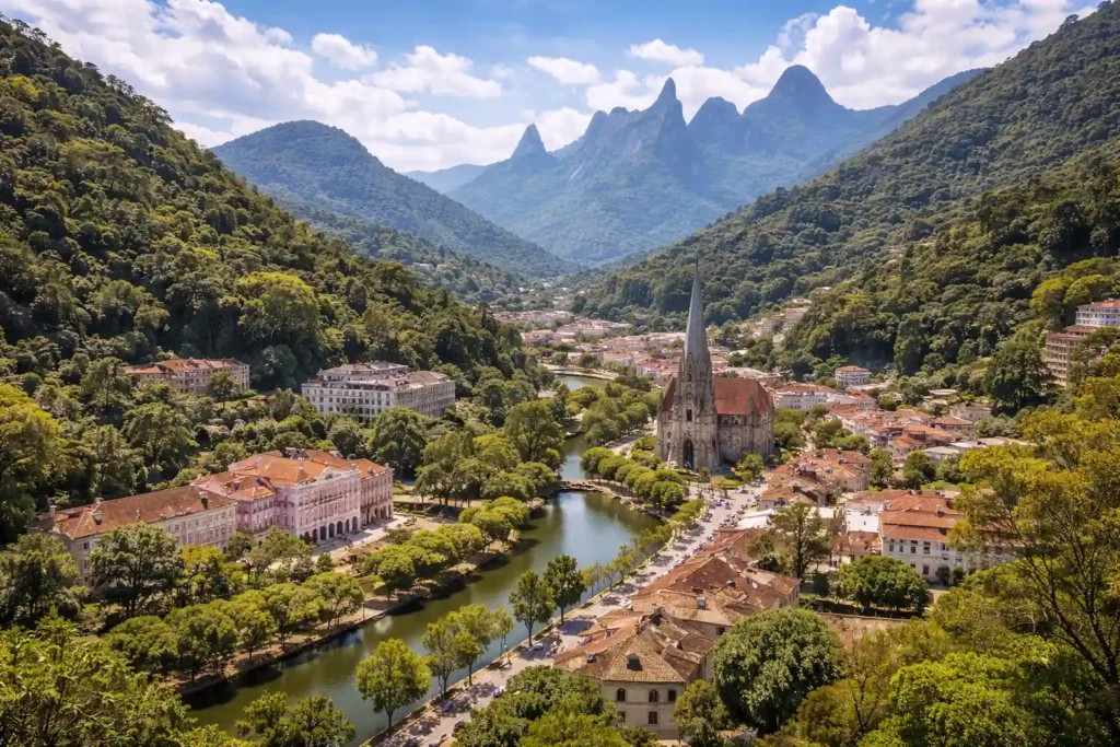 Vista panorâmica de Petrópolis na Região Serrana do Rio de Janeiro